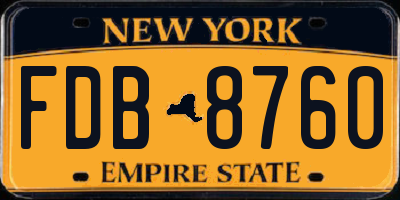 NY license plate FDB8760