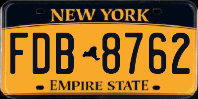 NY license plate FDB8762
