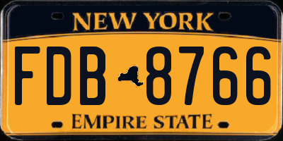 NY license plate FDB8766