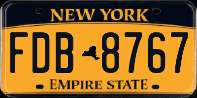 NY license plate FDB8767