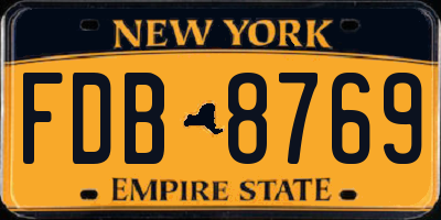 NY license plate FDB8769