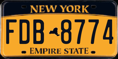 NY license plate FDB8774