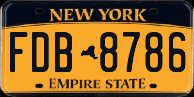 NY license plate FDB8786