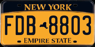 NY license plate FDB8803