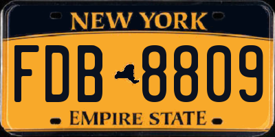 NY license plate FDB8809