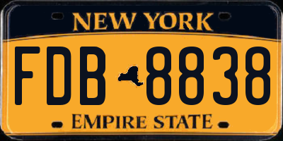 NY license plate FDB8838