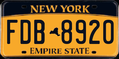 NY license plate FDB8920
