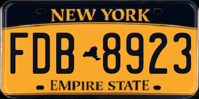 NY license plate FDB8923