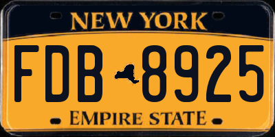 NY license plate FDB8925