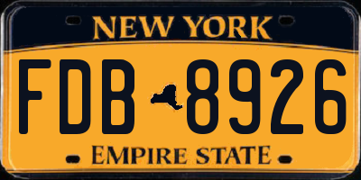 NY license plate FDB8926