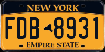 NY license plate FDB8931