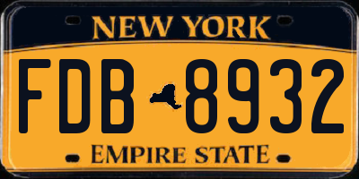 NY license plate FDB8932