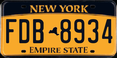 NY license plate FDB8934