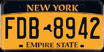 NY license plate FDB8942