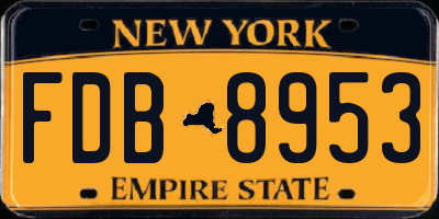 NY license plate FDB8953