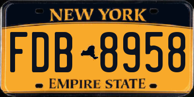 NY license plate FDB8958