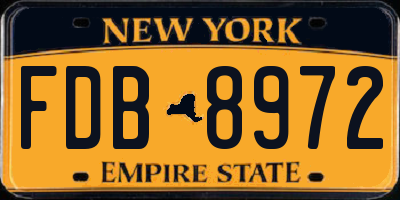 NY license plate FDB8972