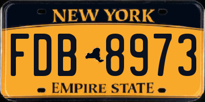 NY license plate FDB8973