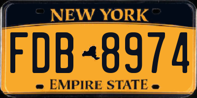 NY license plate FDB8974