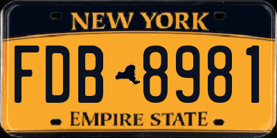 NY license plate FDB8981