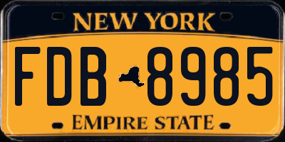 NY license plate FDB8985