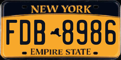 NY license plate FDB8986
