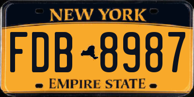 NY license plate FDB8987