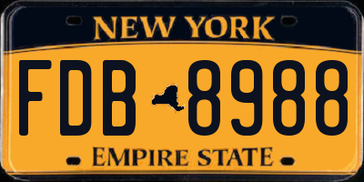 NY license plate FDB8988