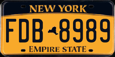 NY license plate FDB8989