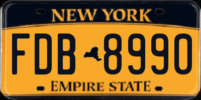 NY license plate FDB8990