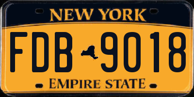 NY license plate FDB9018