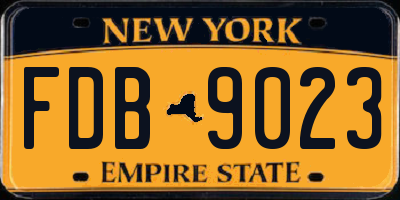 NY license plate FDB9023