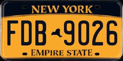 NY license plate FDB9026