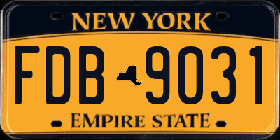 NY license plate FDB9031