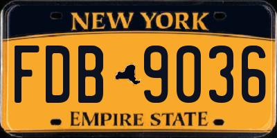 NY license plate FDB9036