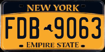 NY license plate FDB9063