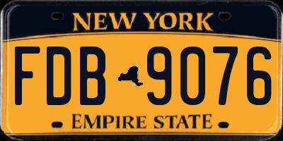 NY license plate FDB9076