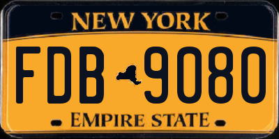 NY license plate FDB9080