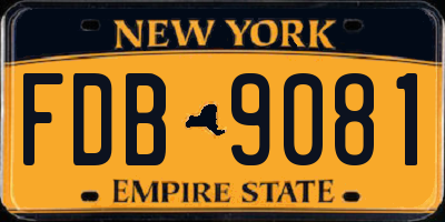 NY license plate FDB9081