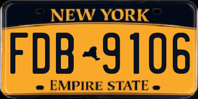 NY license plate FDB9106