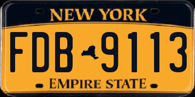 NY license plate FDB9113