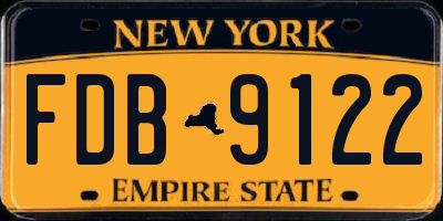 NY license plate FDB9122