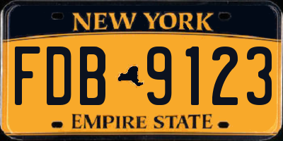 NY license plate FDB9123