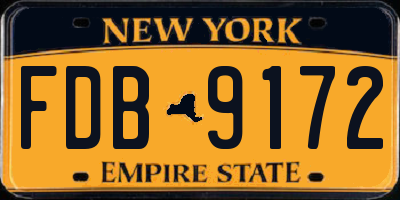 NY license plate FDB9172
