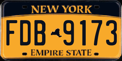 NY license plate FDB9173