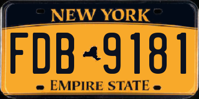 NY license plate FDB9181