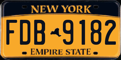 NY license plate FDB9182
