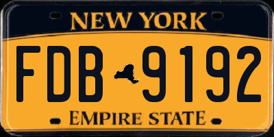 NY license plate FDB9192