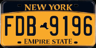 NY license plate FDB9196