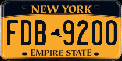 NY license plate FDB9200